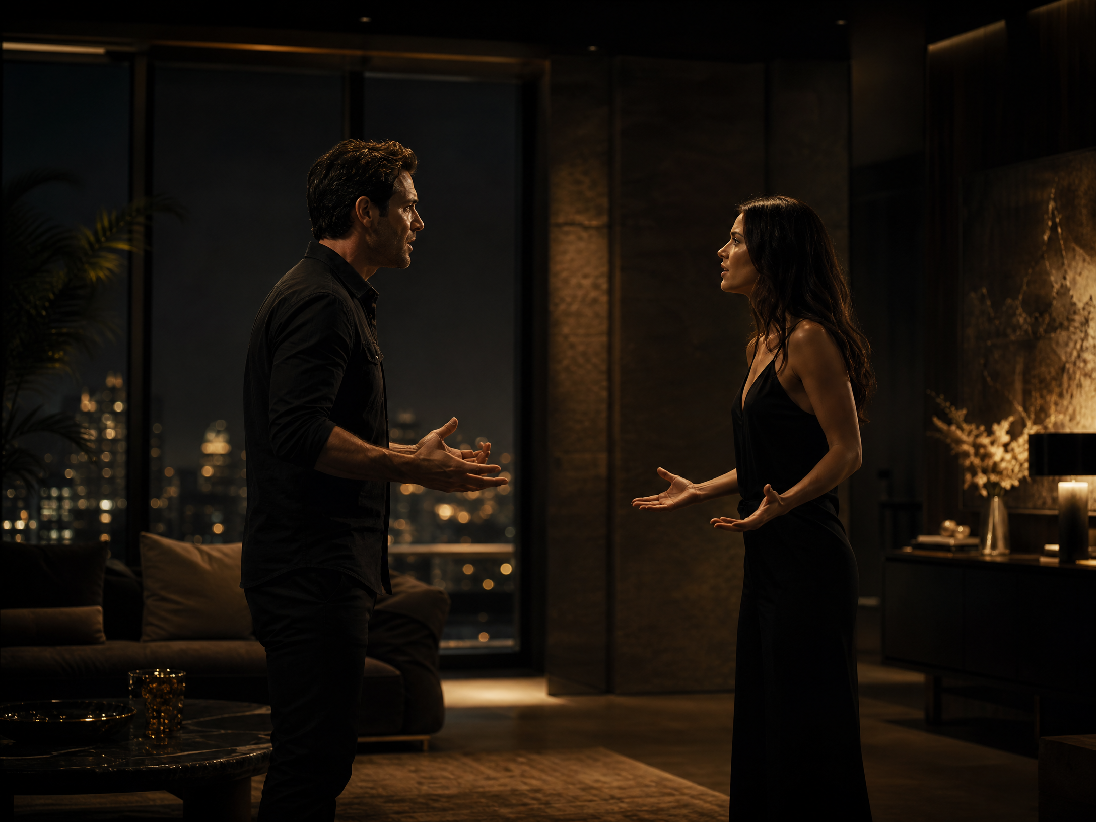 Adult couple in a tense, non-violent conversation